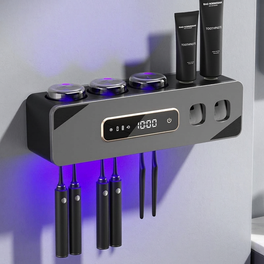 BathLuxe™ Pure — Smart UV Toothbrush Holder